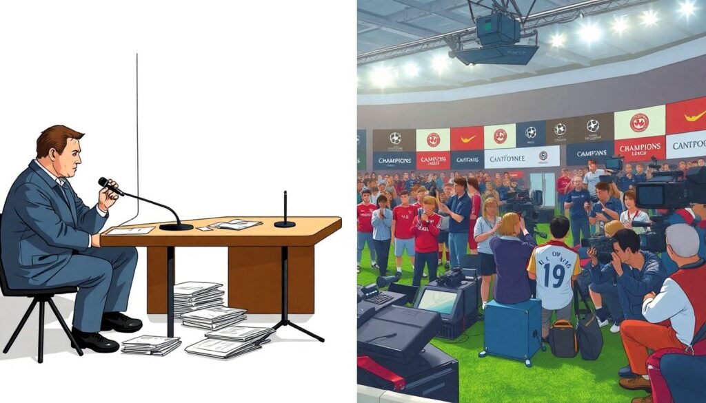 Роль пресс-конференций в стратегиях клубов перед матчами - иллюстрация